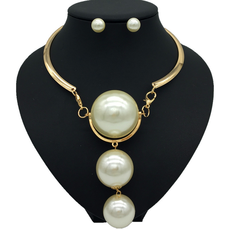 Women Accessories Dubai - 두바이 골드 진주 웨딩 쥬얼리 세트,