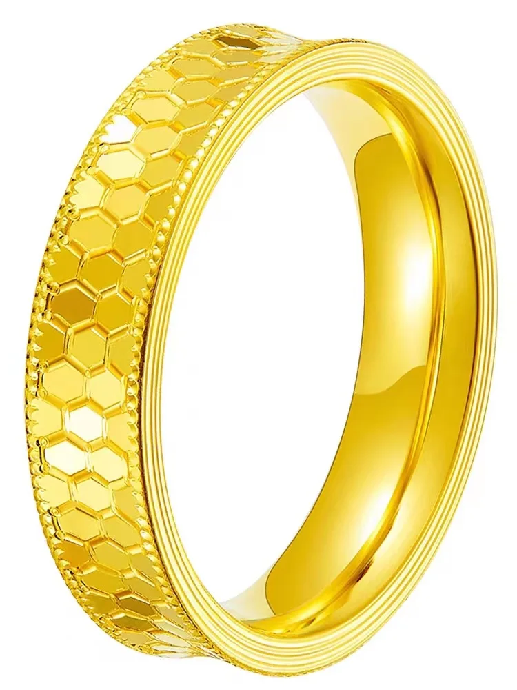퓨어 골드 컬러 샤인 벌집 반지, 커플 결혼 반지, 여 - Women Accessories Dubai 리뷰 및 가격