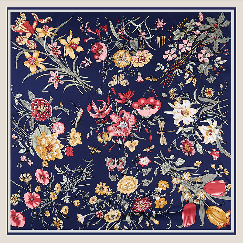 POBING 능 직물 실크 스카프 여성 꽃 인쇄 스퀘어 - Silk Scarf Square 리뷰 및 가격