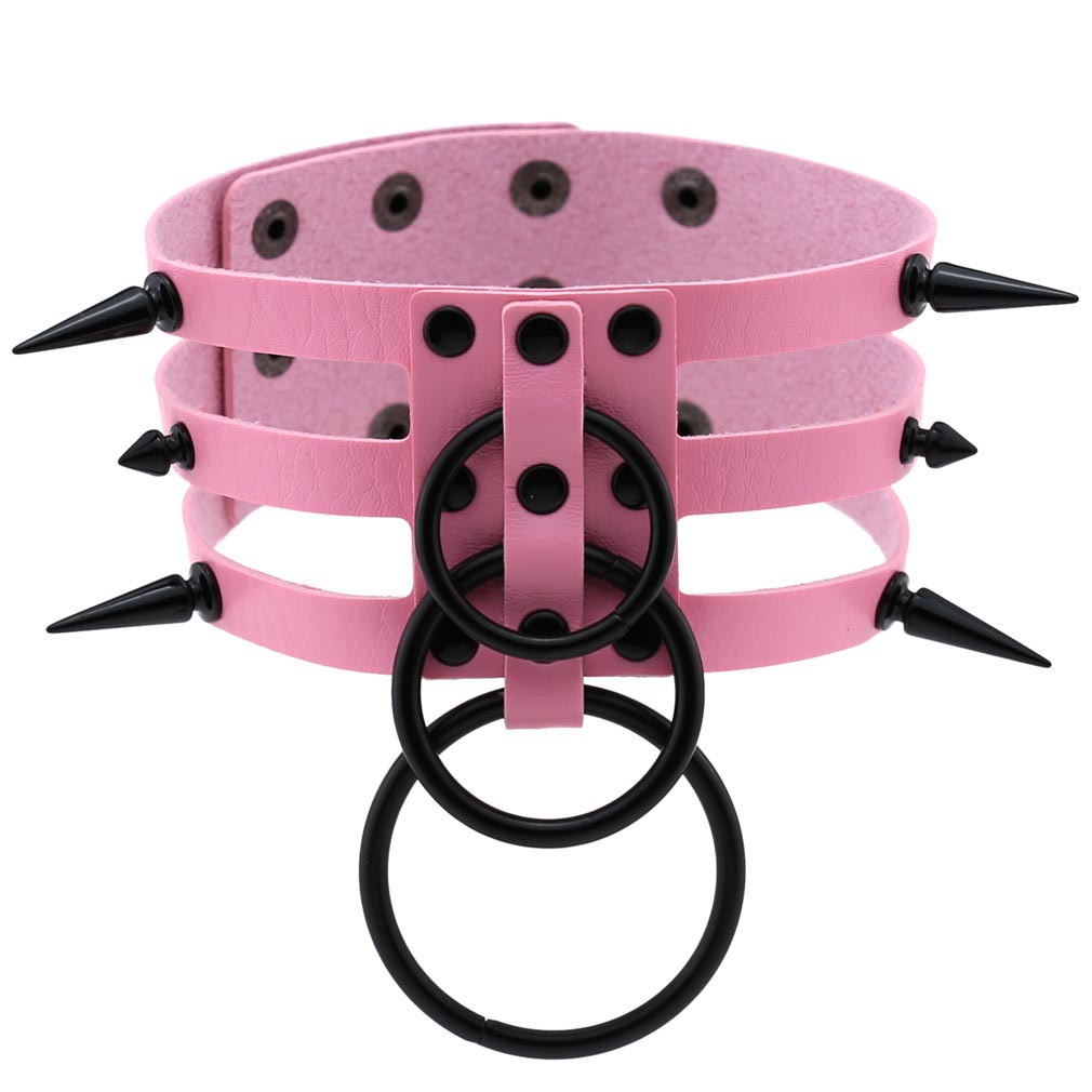 패션 여성 남성용 검은색 리벳 장식 가죽 초커 목걸이, - Women'S Emo Accessories 리뷰 및 가격