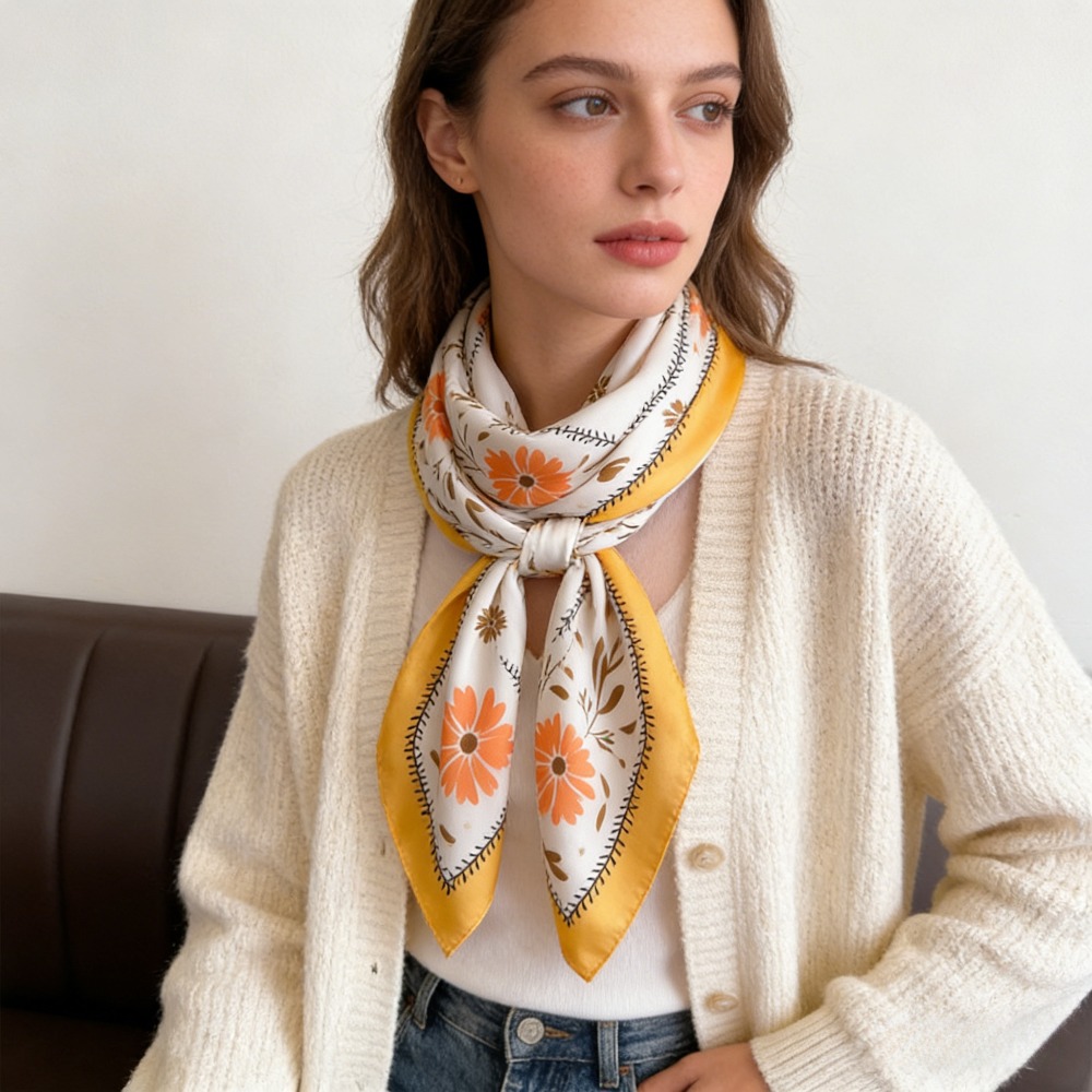 1Pc 새로운 프린트 패션 실크 스카프 스퀘어 스카프  - Silk Scarf Square 리뷰 및 가격