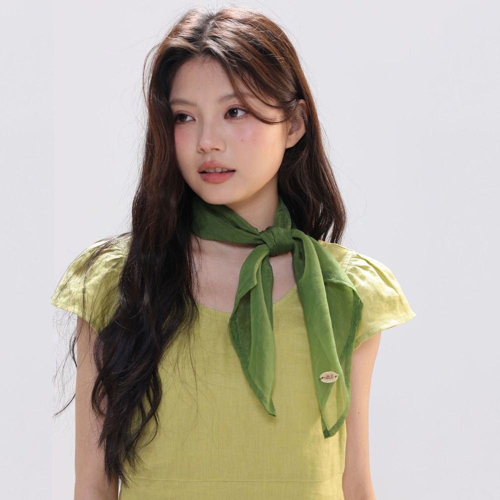 레트로 솔리드 컬러 작은 사각 스카프 투명 통기성 순색 - Silk Scarf Square 리뷰 및 가격