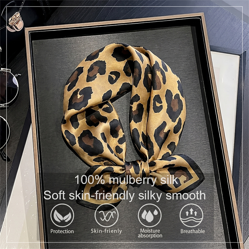 100% 실크 스퀘어 스카프 레오파드 프린트 반다나 네 - Silk Scarf Square 리뷰 및 가격